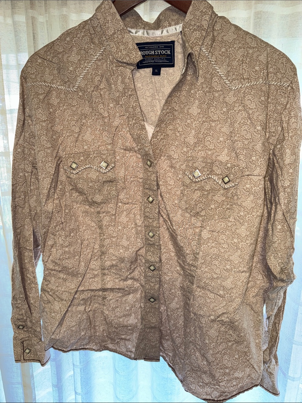 Panhandle Slim Beige Paisley Snap-Front Western Shirt
